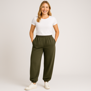 Women's Casual Jogging Pants - Soft Stretchable High Waist Loose-Fit with Pockets