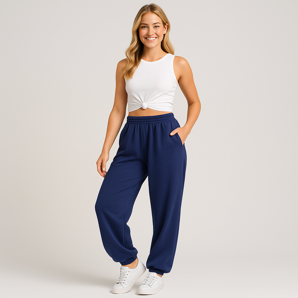Women's Casual Jogging Pants - Soft Stretchable High Waist Loose-Fit with Pockets