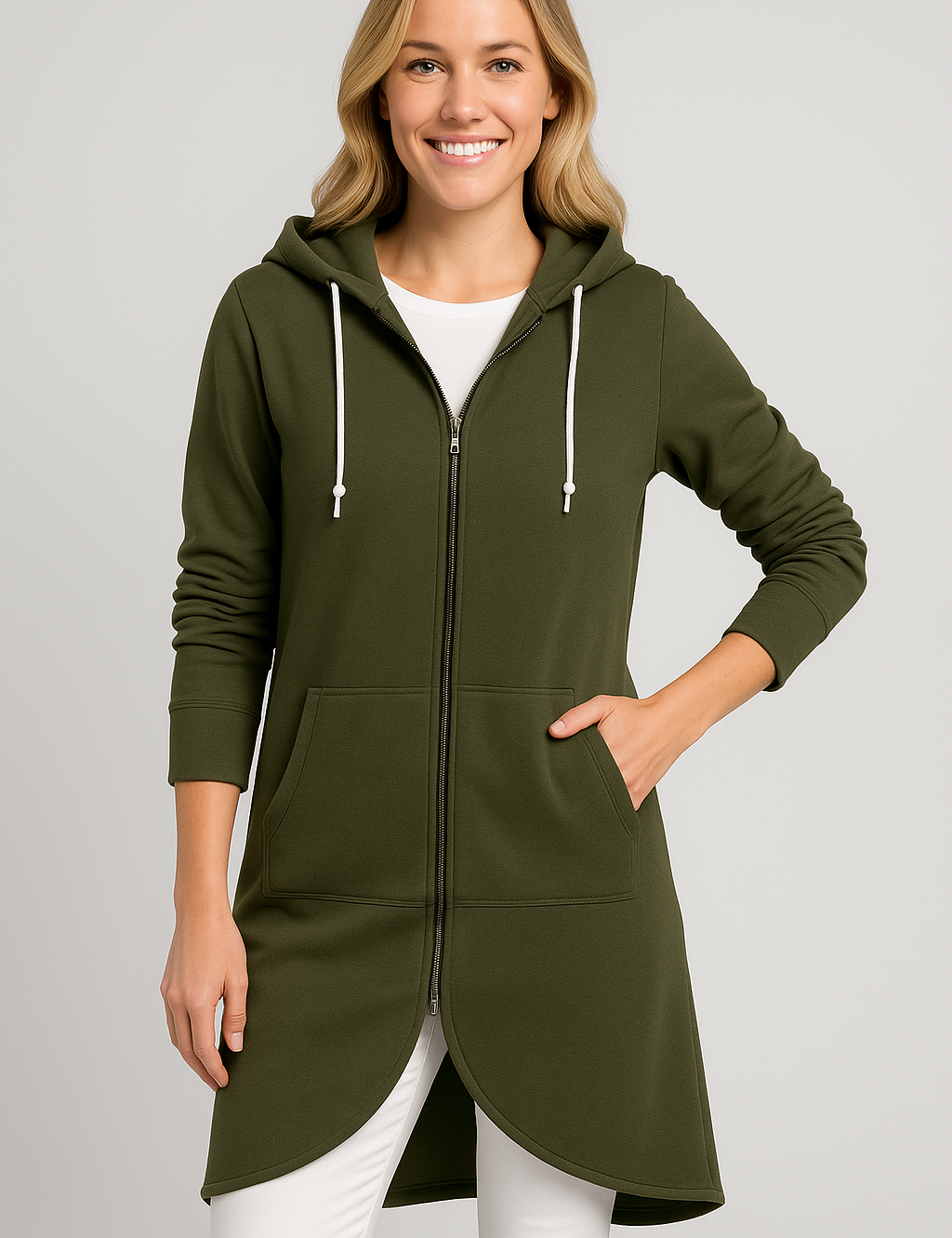 Women's Medium-Length Hooded Jacket - Stylish & Versatile Women's Coats