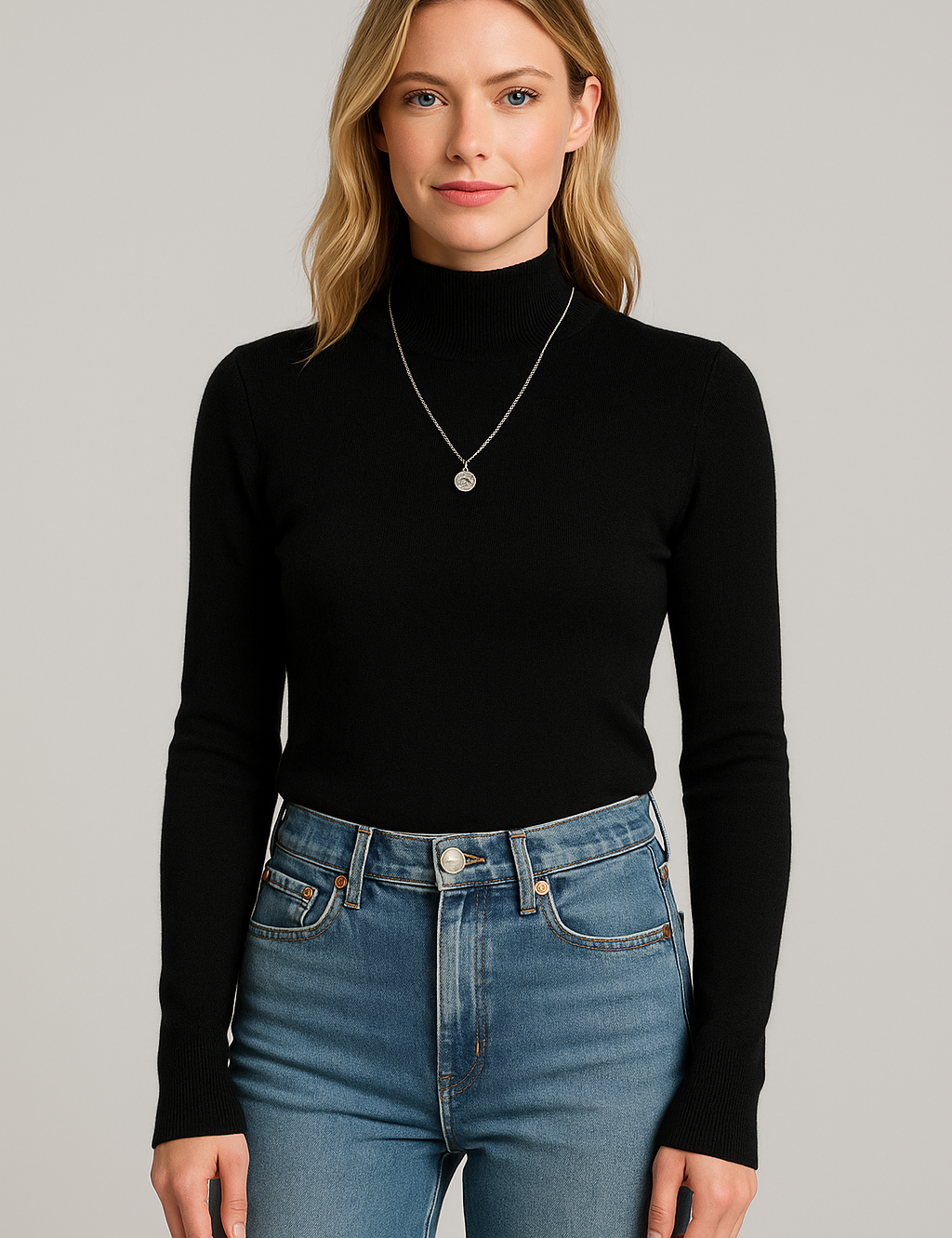 Women's Turtleneck Sweater - Soft Knit Long Sleeve Fitted Top