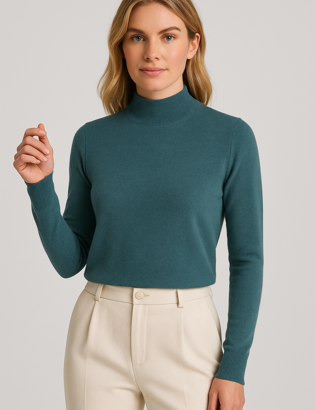 Women's Woool Turtleneck Sweater - Chic Slim Fit Pullover for Fall and Winter