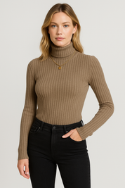 Women's Turtleneck Sweater - Elegant Soft Knitted Slim Fit Pullover