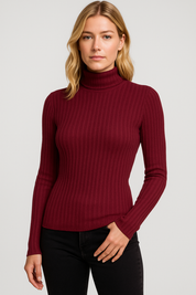 Women's Turtleneck Sweater - Elegant Soft Knitted Slim Fit Pullover