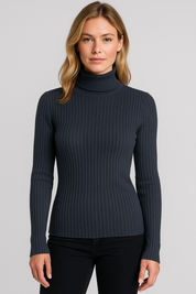 Women's Turtleneck Sweater - Elegant Soft Knitted Slim Fit Pullover