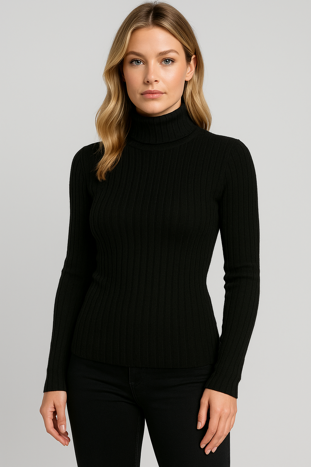 Women's Turtleneck Sweater - Elegant Soft Knitted Slim Fit Pullover
