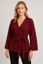 Women's Slim Fit Cardigan Sweater with V Neck and Sashes for Autumn