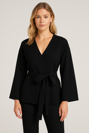 Women's Slim Fit Cardigan Sweater with V Neck and Sashes for Autumn