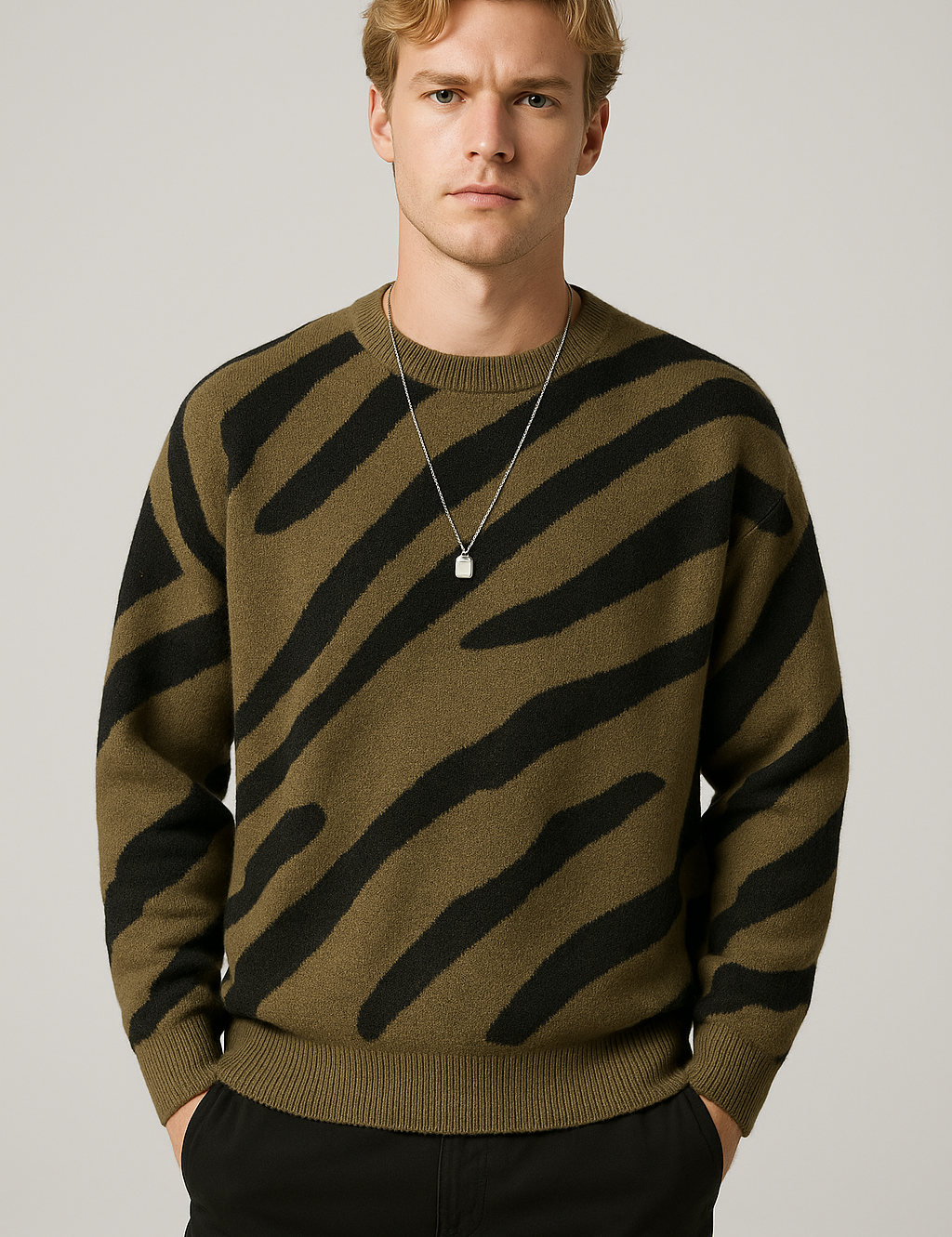 Luxe Sand Brown Velvet Long Sleeve Sweater - Cozy Warmth for All Occasions