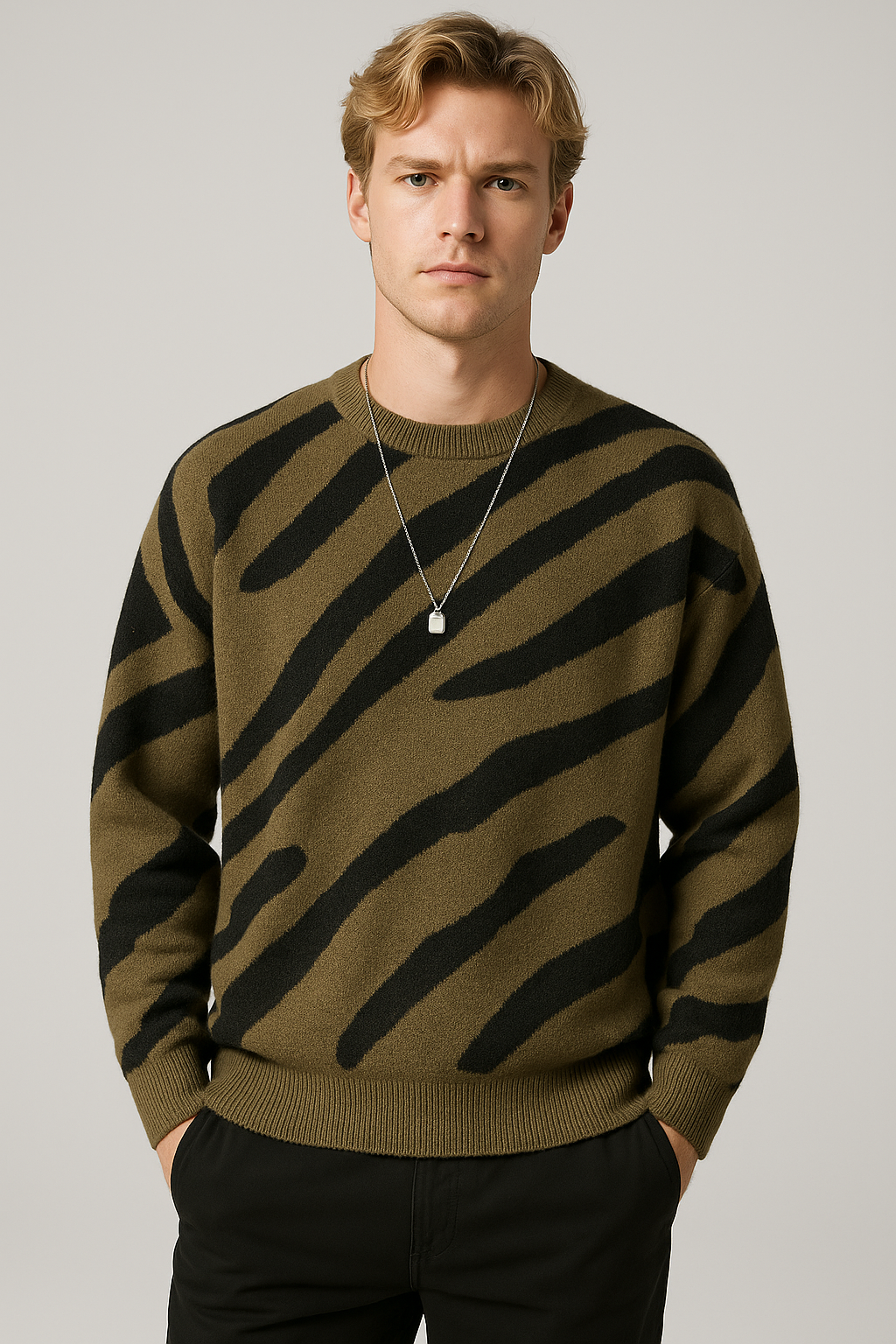 Luxe Sand Brown Velvet Long Sleeve Sweater - Cozy Warmth for All Occasions