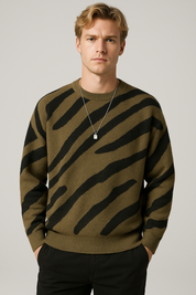 Luxe Sand Brown Velvet Long Sleeve Sweater - Cozy Warmth for All Occasions