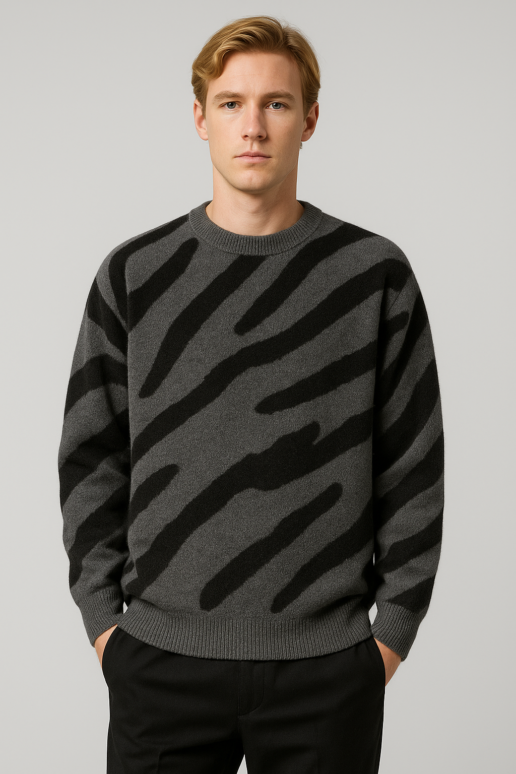 Luxe Sand Brown Velvet Long Sleeve Sweater - Cozy Warmth for All Occasions