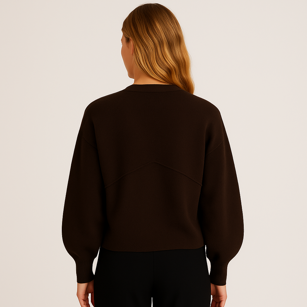 Women's Knit Cardigan Sweater with V Neck and Button Front