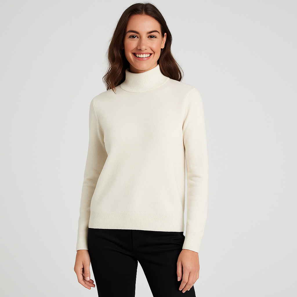 Women's Half Turtleneck Sweater - Slim Fit Knitted Sweater for Fall and Winter 100% Wool