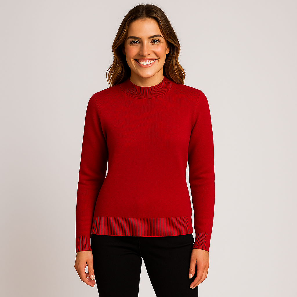 Women's Half Turtleneck Sweater - Slim Fit Knitted Sweater for Fall and Winter 100% Wool