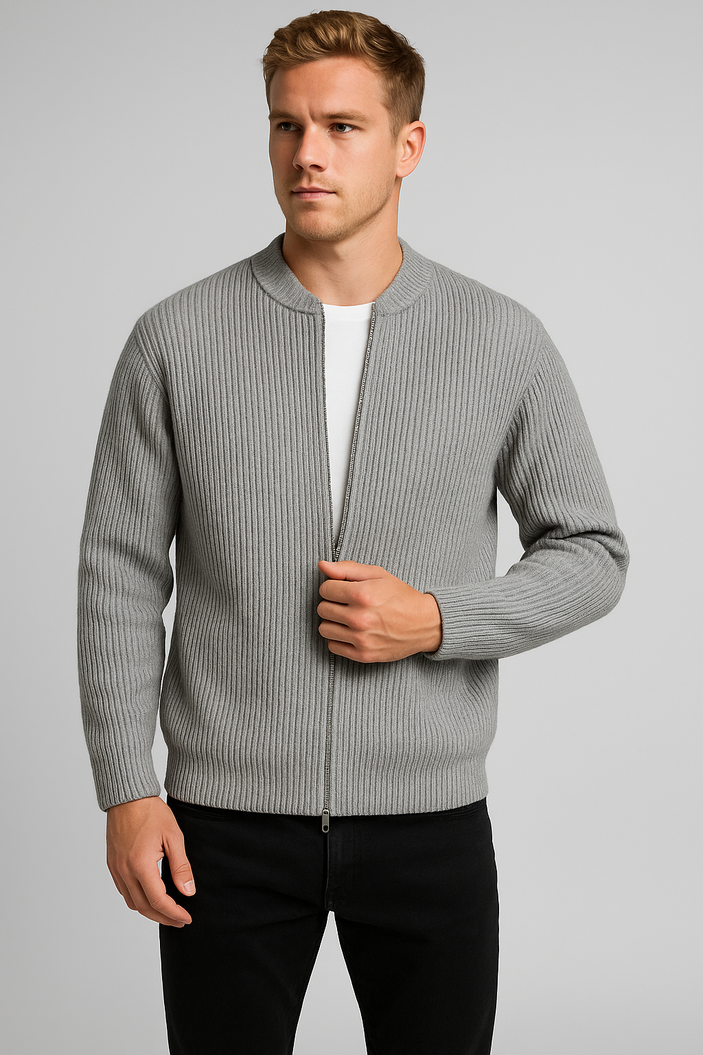 Stylish Slim-Fit Men's Knitted Cardigan for Casual Outings