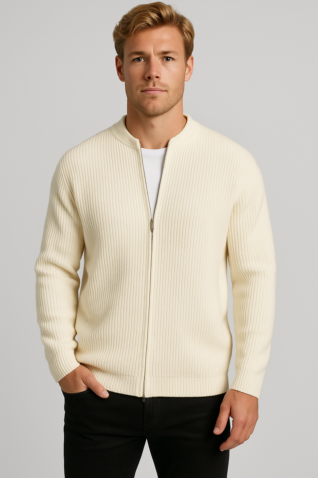Stylish Slim-Fit Men's Knitted Cardigan for Casual Outings