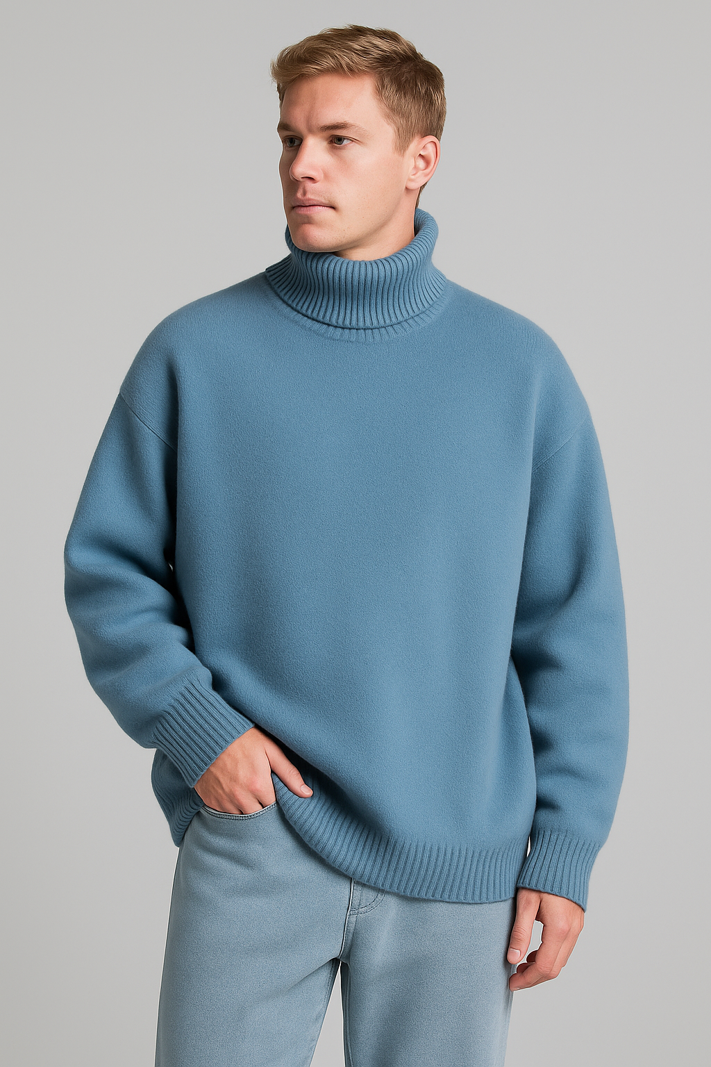 Cozy Loose Fit Knitted Turtleneck for Men - Autumn/Winter