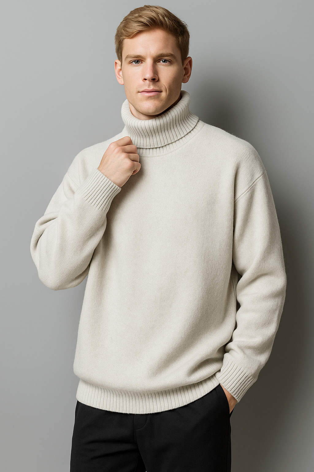Cozy Loose Fit Knitted Turtleneck for Men - Autumn/Winter