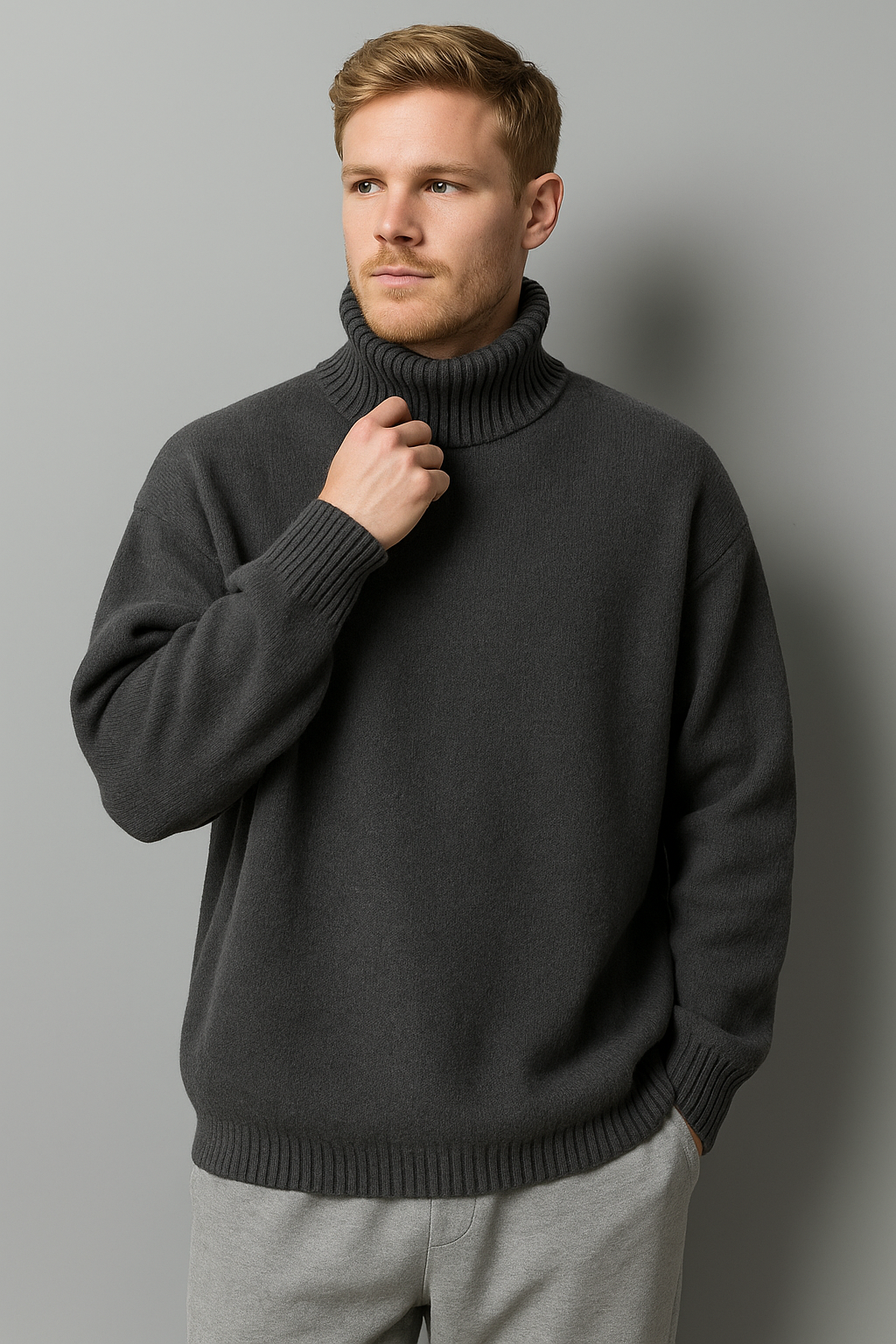 Cozy Loose Fit Knitted Turtleneck for Men - Autumn/Winter