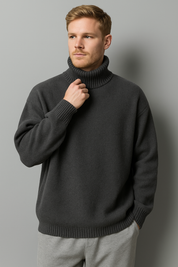 Cozy Loose Fit Knitted Turtleneck for Men - Autumn/Winter
