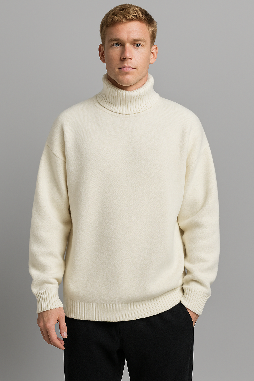 Cozy Loose Fit Knitted Turtleneck for Men - Autumn/Winter