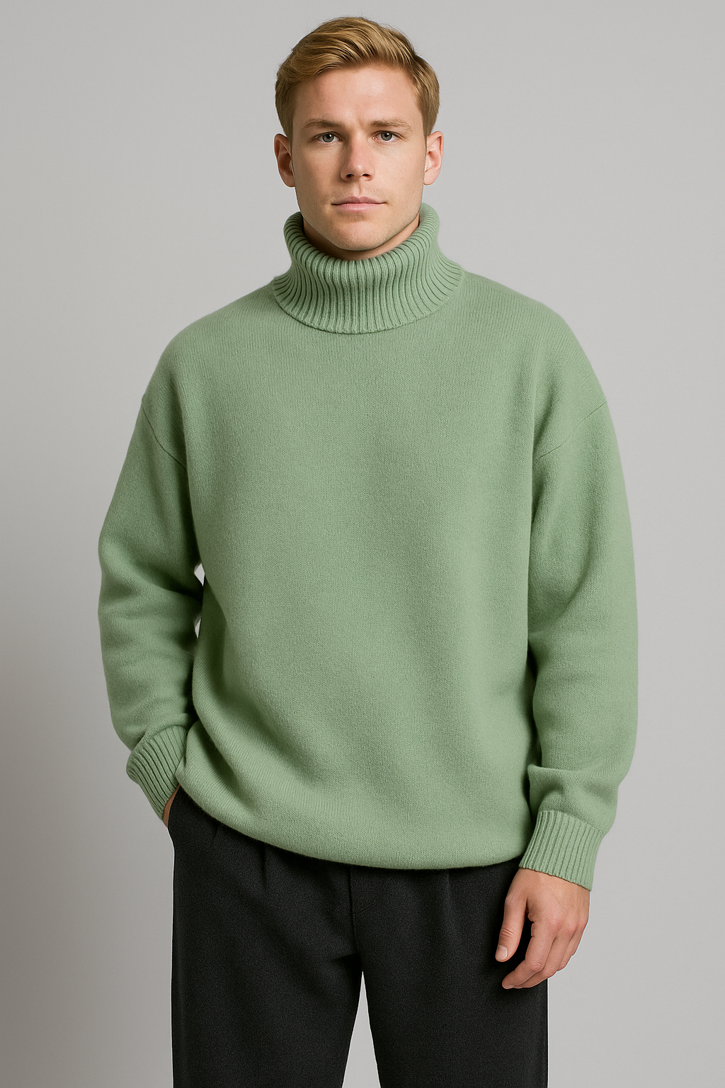 Cozy Loose Fit Knitted Turtleneck for Men - Autumn/Winter