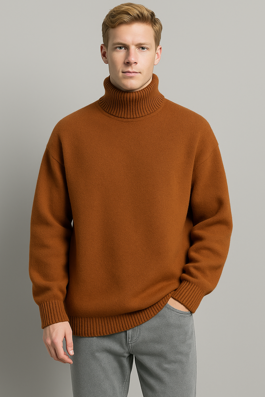 Cozy Loose Fit Knitted Turtleneck for Men - Autumn/Winter