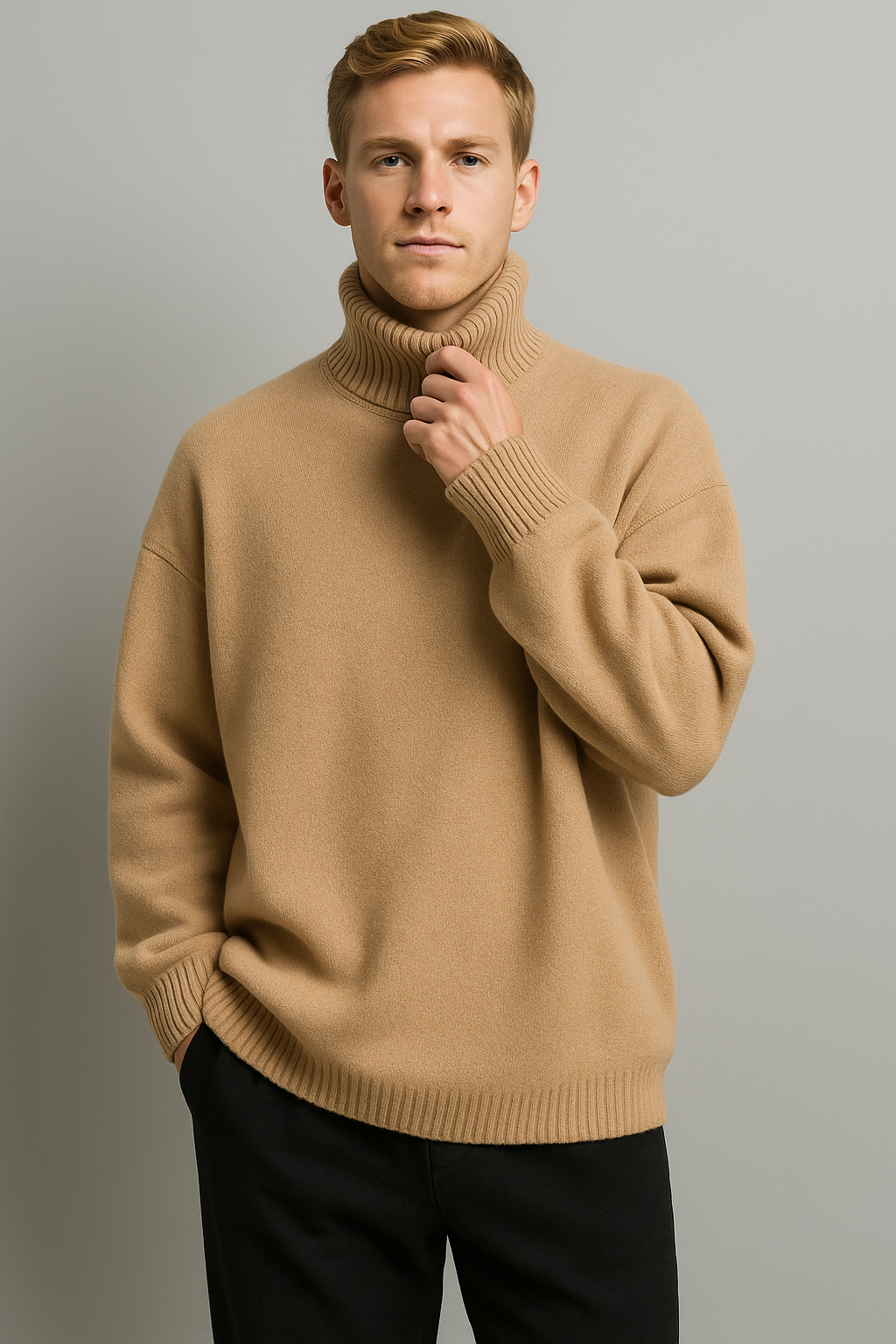 Cozy Loose Fit Knitted Turtleneck for Men - Autumn/Winter