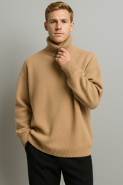 Cozy Loose Fit Knitted Turtleneck for Men - Autumn/Winter