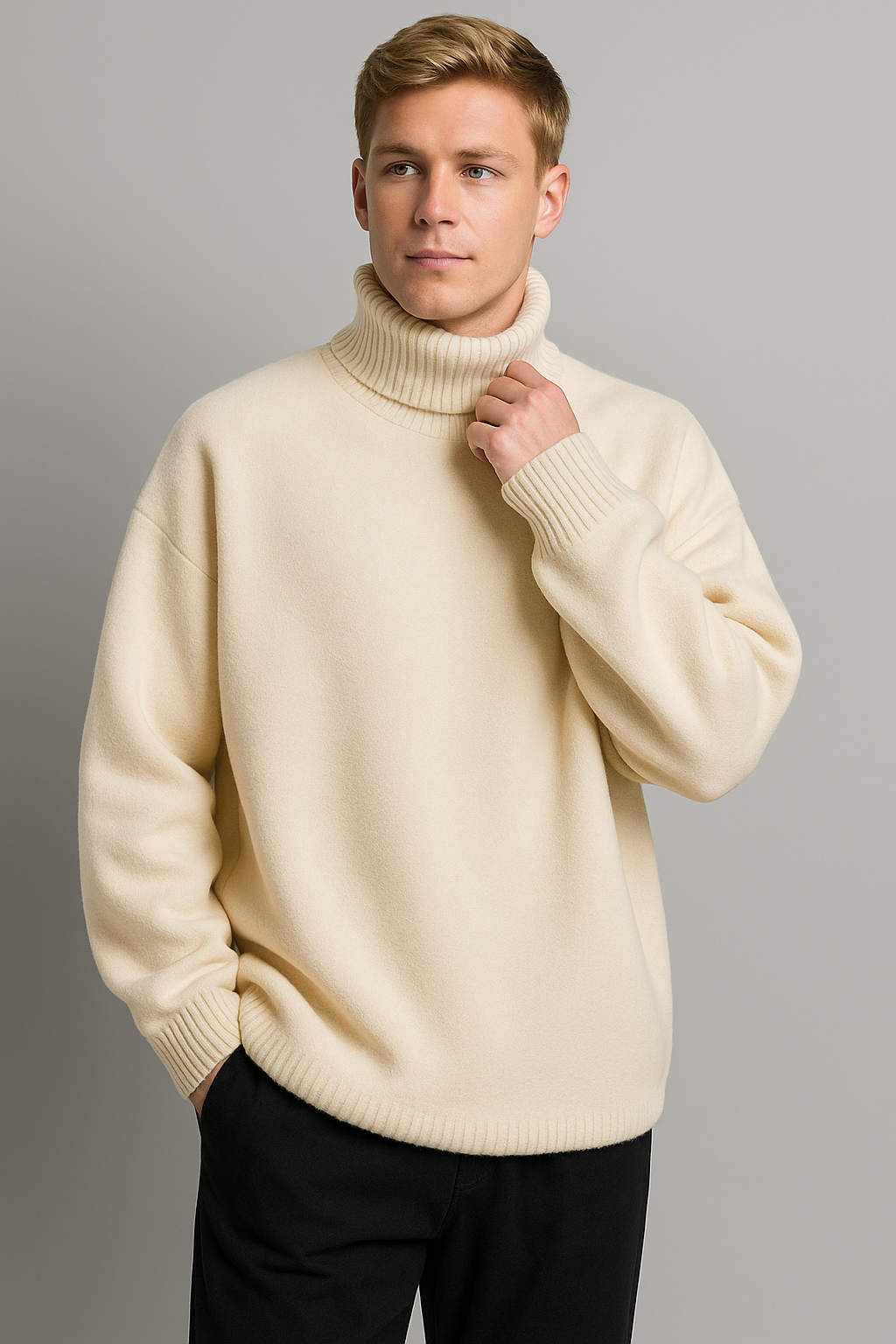 Cozy Loose Fit Knitted Turtleneck for Men - Autumn/Winter