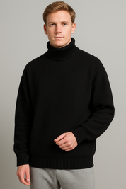 Cozy Loose Fit Knitted Turtleneck for Men - Autumn/Winter
