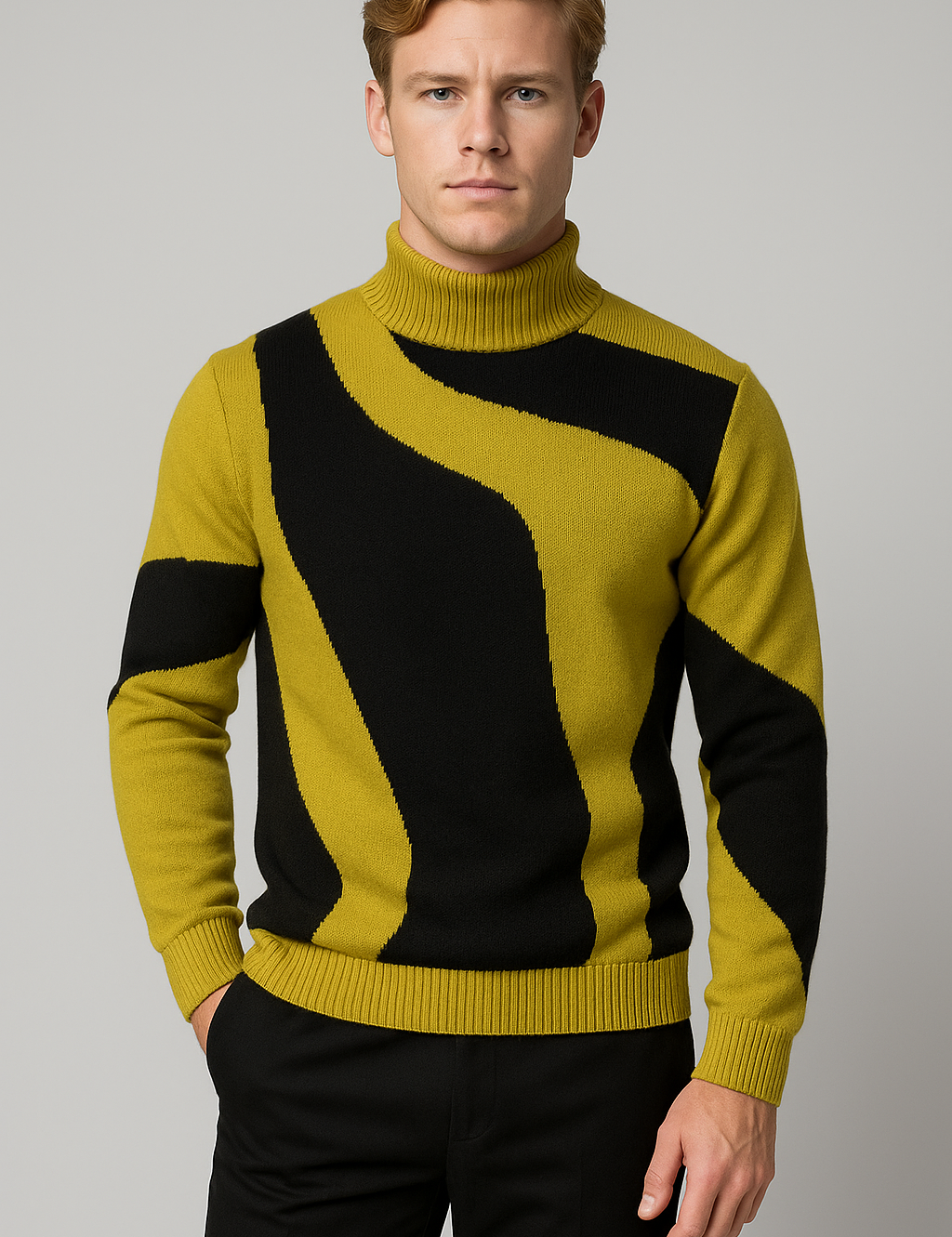 Trendy Slim-Fit Half Turtleneck Sweater for Modern Men