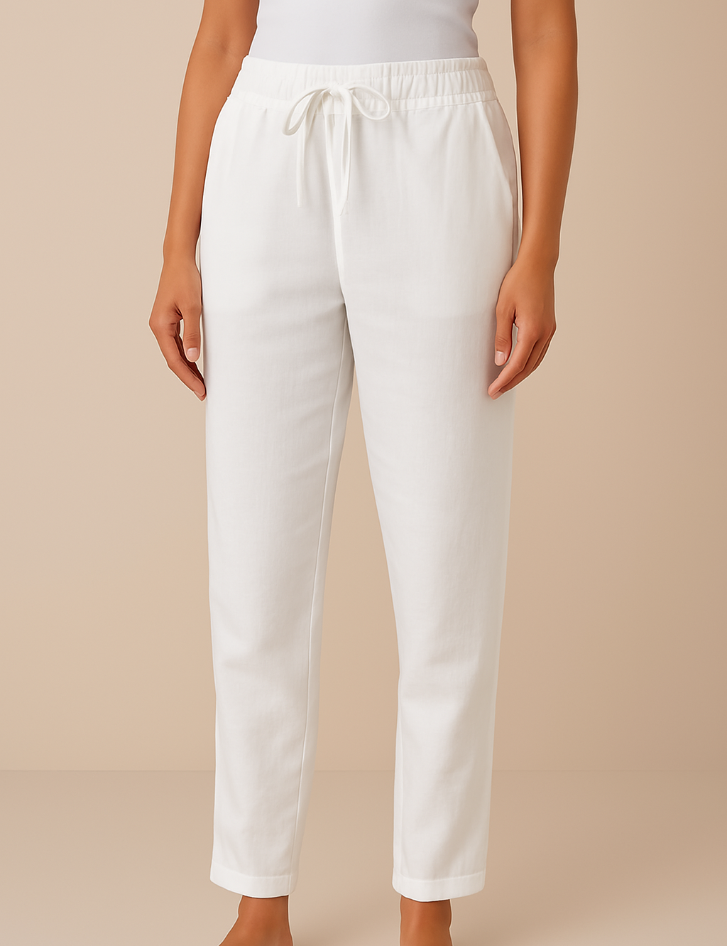 Variant image for Women's White Linen Pants - Stylish and Comfortable Casual Trousers-22