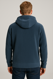 Stylish Men's Hooded Sweater - Cozy Cord Fabric & Casual Design