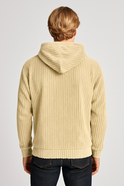 Stylish Men's Hooded Sweater - Cozy Cord Fabric & Casual Design