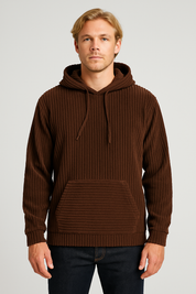 Stylish Men's Hooded Sweater - Cozy Cord Fabric & Casual Design