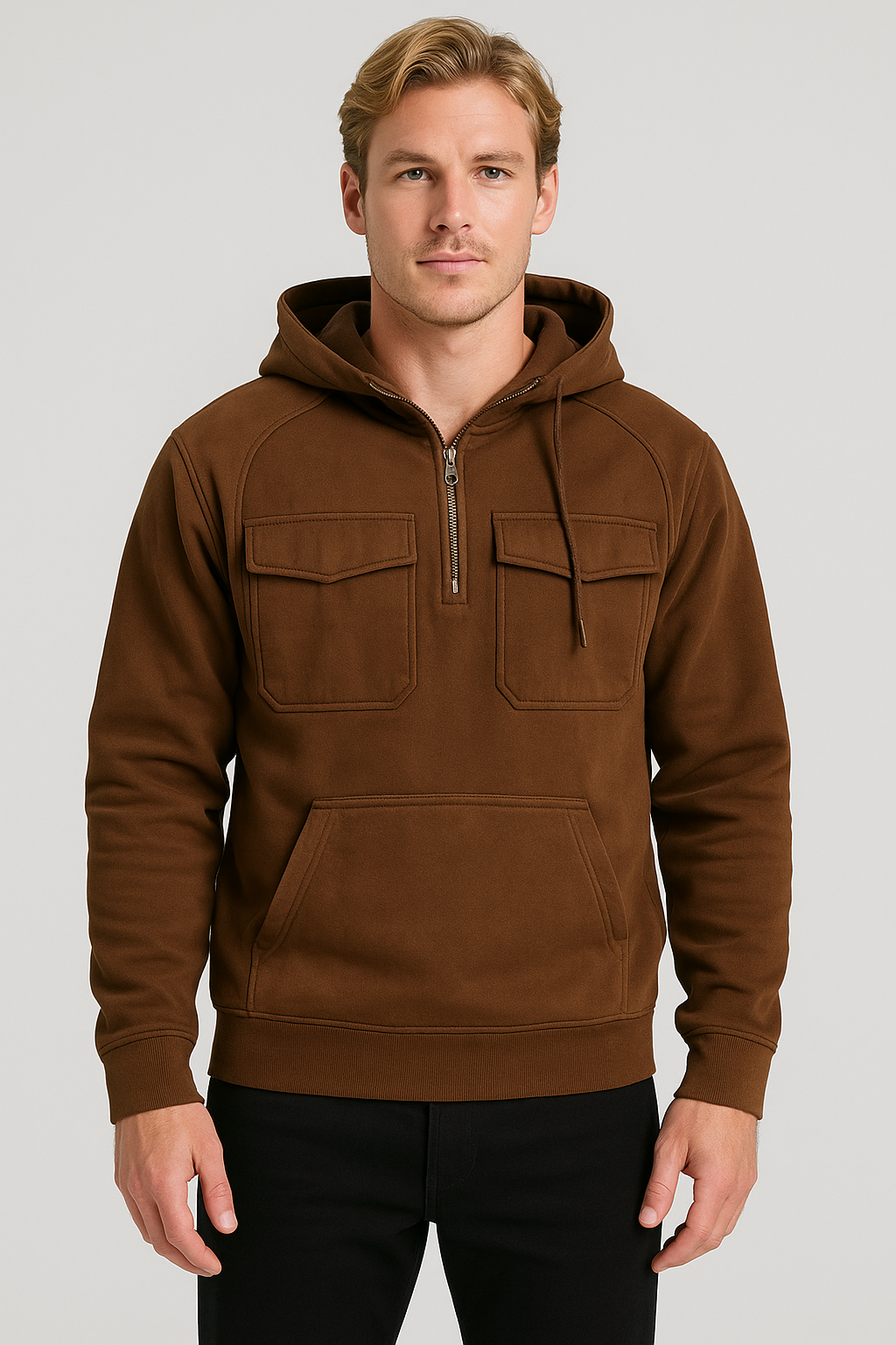 Versatile Men's Half-Zip Hoodie for Casual Comfort