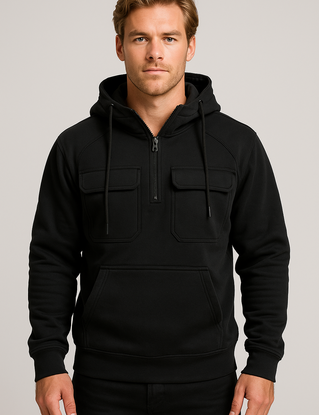Versatile Men's Half-Zip Hoodie for Casual Comfort