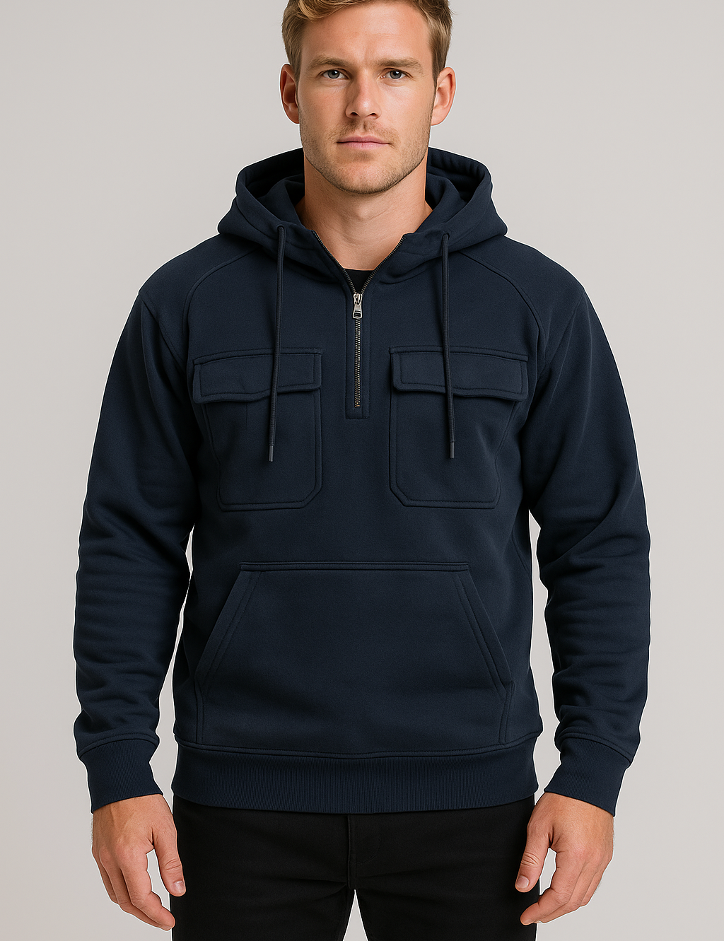 Versatile Men's Half-Zip Hoodie for Casual Comfort