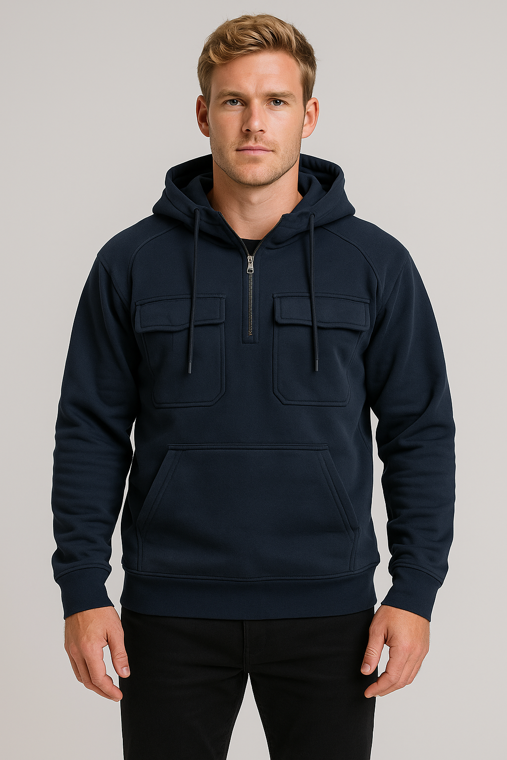 Versatile Men's Half-Zip Hoodie for Casual Comfort