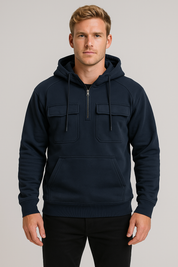 Versatile Men's Half-Zip Hoodie for Casual Comfort