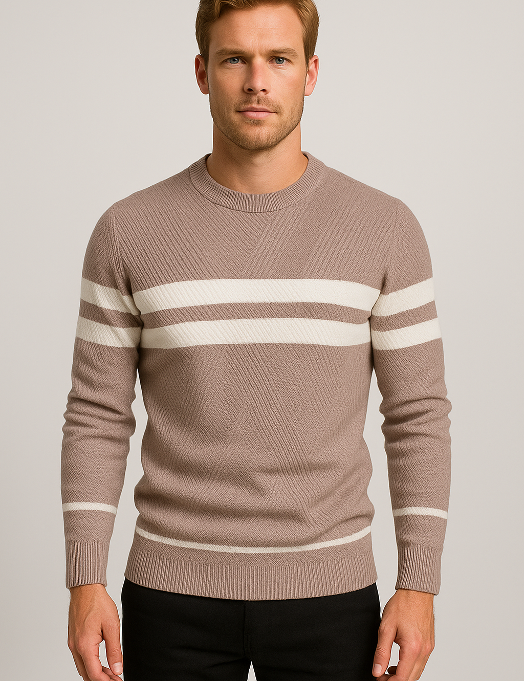 Stylish Striped Slim-Fit Knit Sweater for Modern Elegance