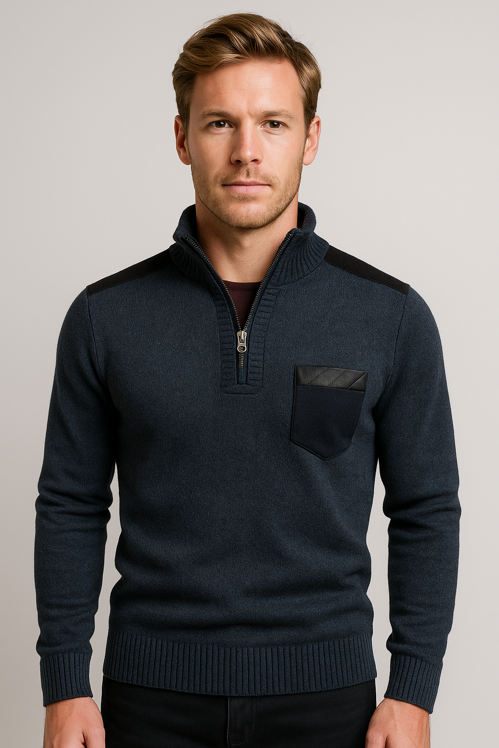 Cozy Half-Zip Roll Neck Sweater for Ultimate Comfort