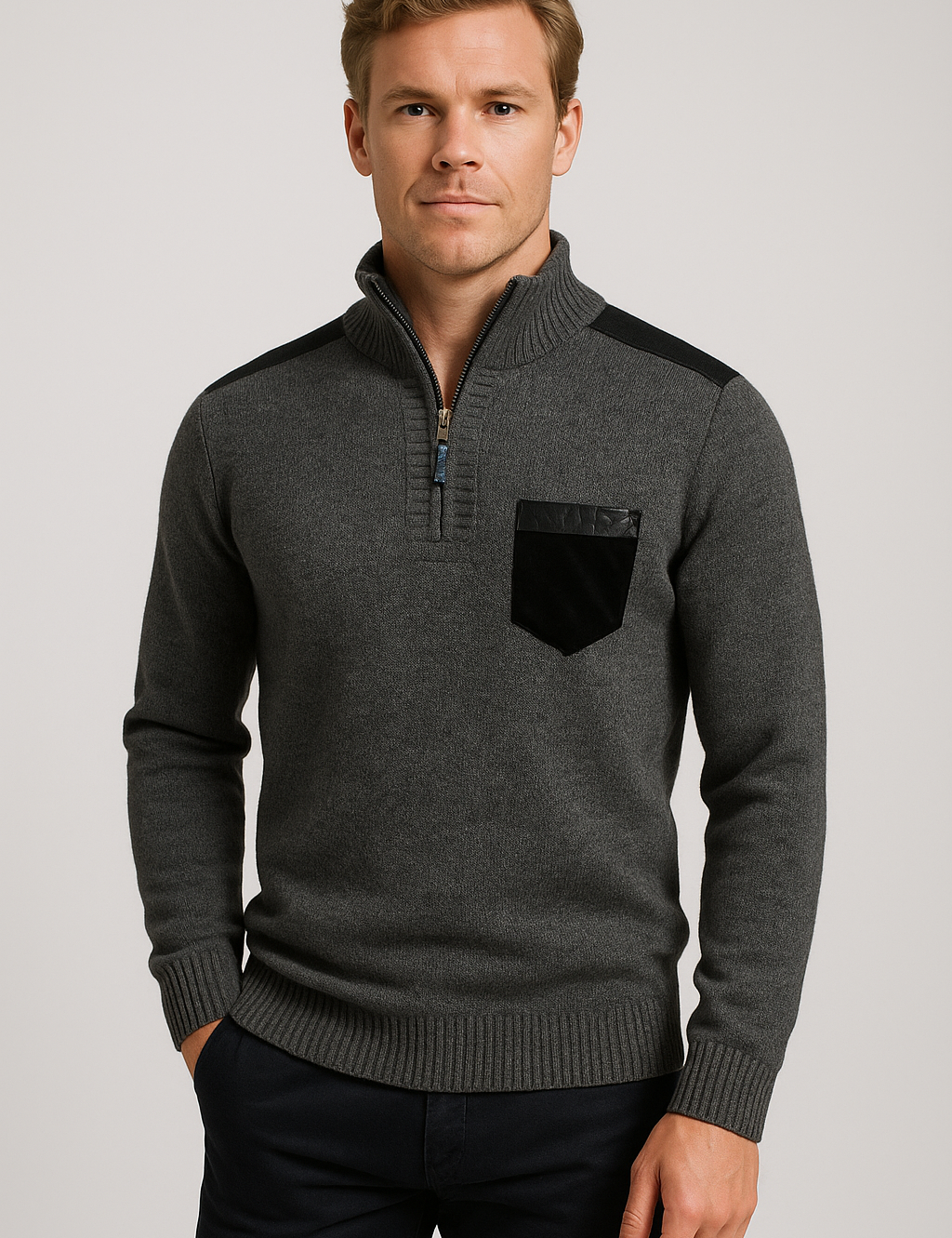 Cozy Half-Zip Roll Neck Sweater for Ultimate Comfort