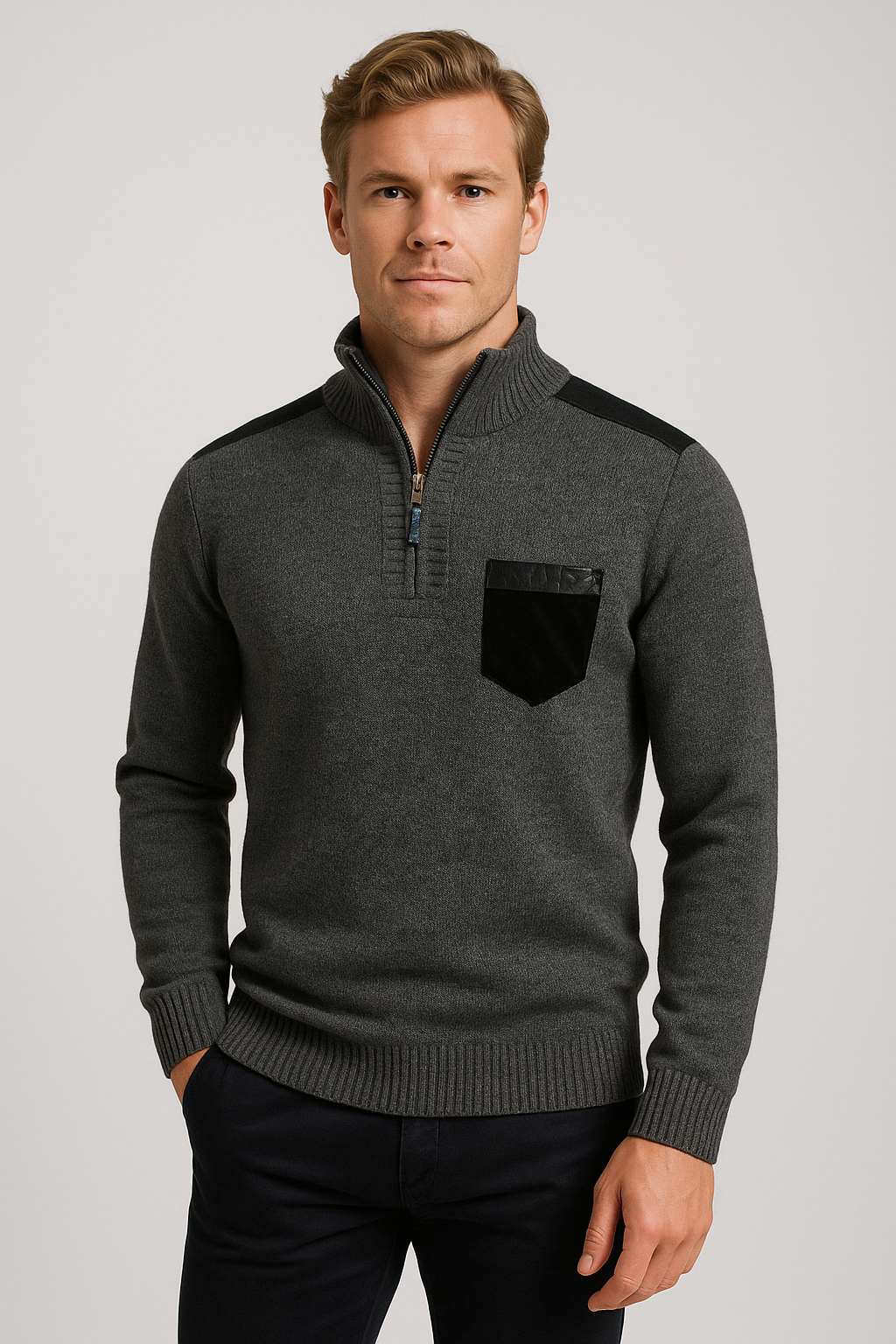 Cozy Half-Zip Roll Neck Sweater for Ultimate Comfort