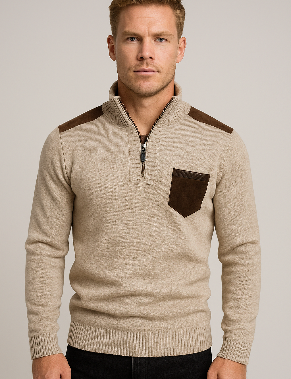 Cozy Half-Zip Roll Neck Sweater for Ultimate Comfort