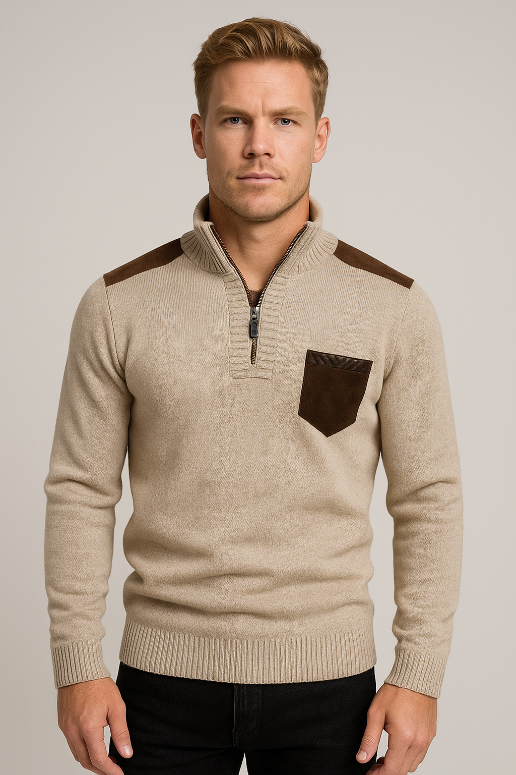 Cozy Half-Zip Roll Neck Sweater for Ultimate Comfort