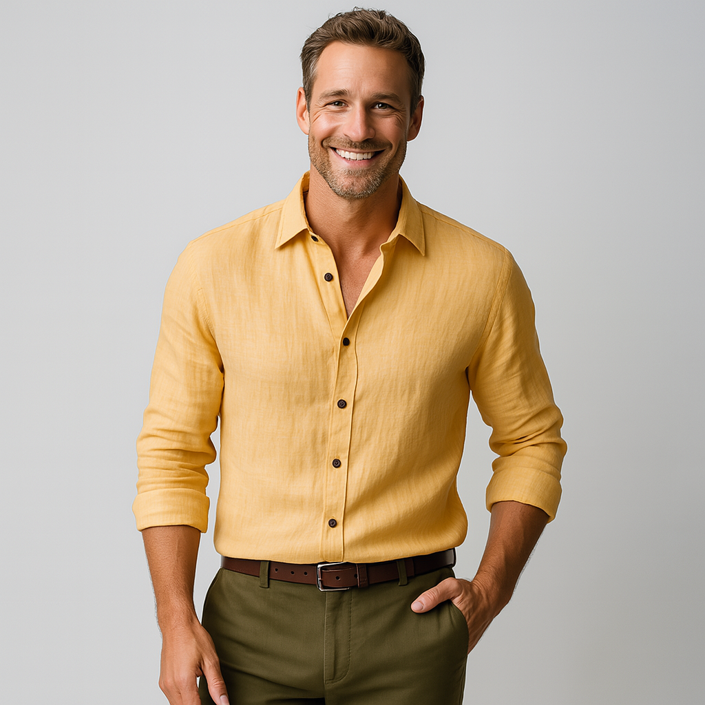 Men's Long Sleeve Vintage Linen Shirt - Breathable & Relaxed Fit