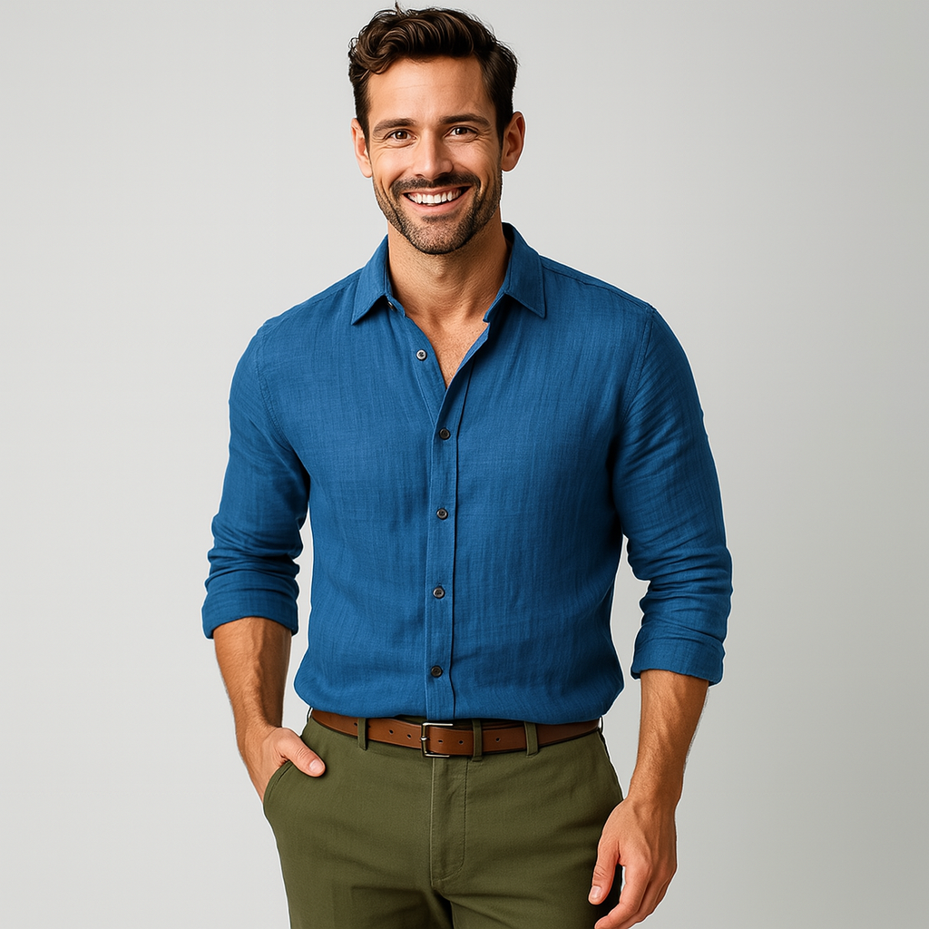 Men's Long Sleeve Vintage Linen Shirt - Breathable & Relaxed Fit