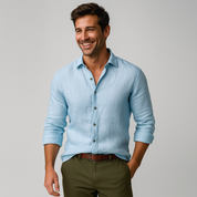 Men's Long Sleeve Vintage Linen Shirt - Breathable & Relaxed Fit